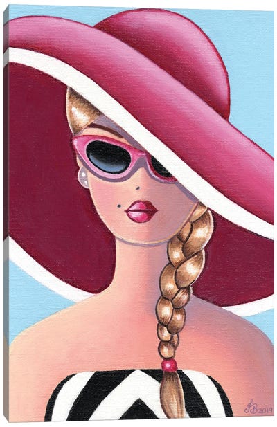 Pink Hat Canvas Art Print - Vintage Décor