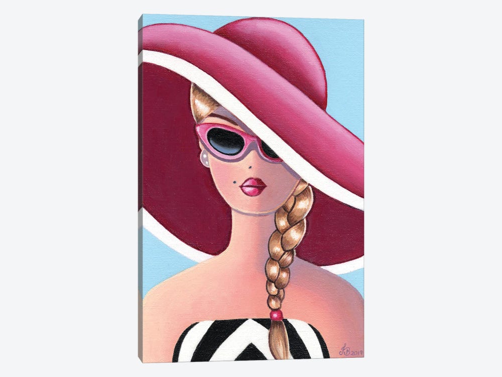 Pink Hat by Julie's Retro Art 1-piece Canvas Print