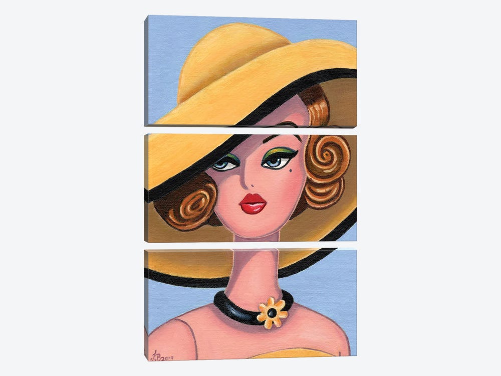 Yellow Hat by Julie's Retro Art 3-piece Art Print