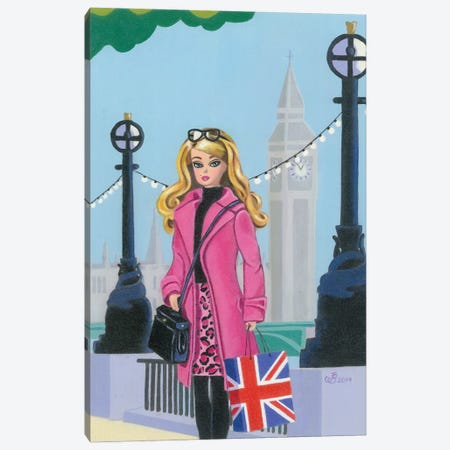 Barbie In London Canvas Print #JRT32} by Julie's Retro Art Canvas Print