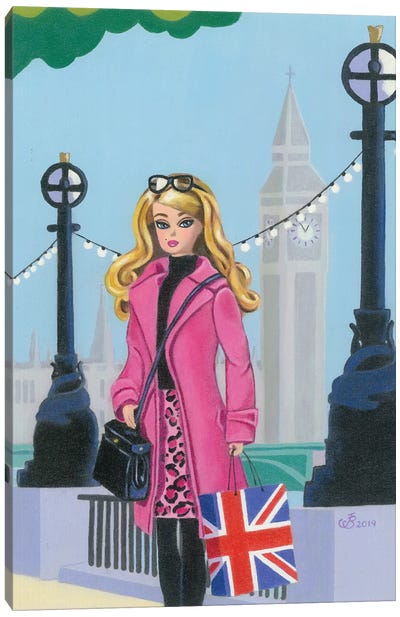 Barbie In London Canvas Art Print - Barbiecore