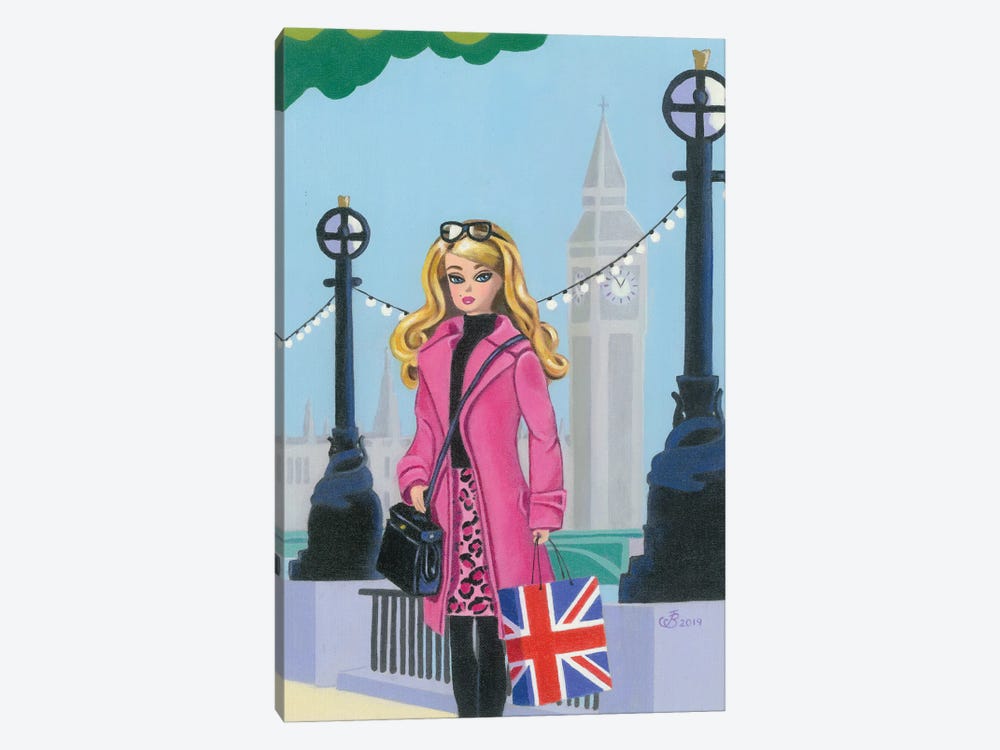 Barbie In London by Julie's Retro Art 1-piece Canvas Wall Art