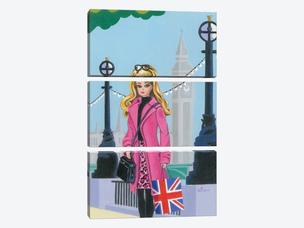 Barbie In London by Julie's Retro Art 3-piece Canvas Artwork