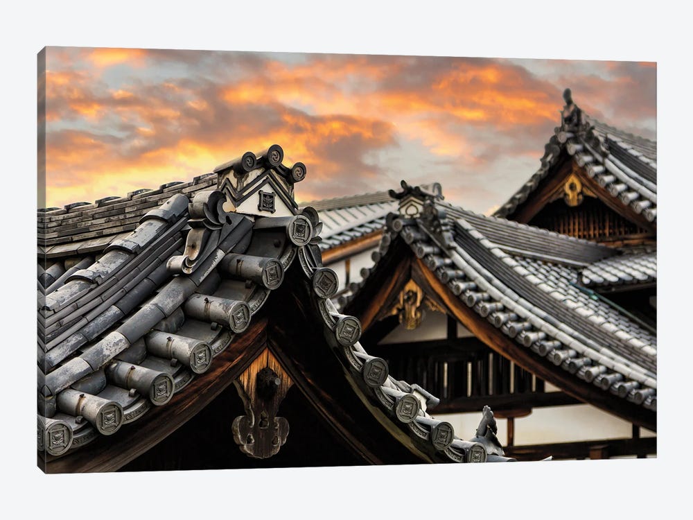 Sunset Over The Rooftops Of Historic Gion, Japan by Jane Rix 1-piece Canvas Art Print