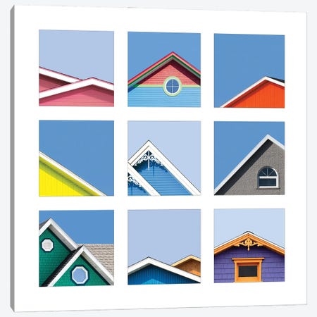 Collage Of The Rooftops Of The Magdalen Islands, Canada Canvas Print #JRX135} by Jane Rix Canvas Art