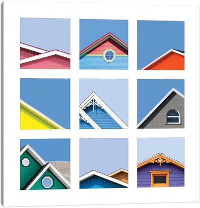 Collage Of The Rooftops Of The Magdalen Islands, Canada Canvas Art Print - Quebec Art