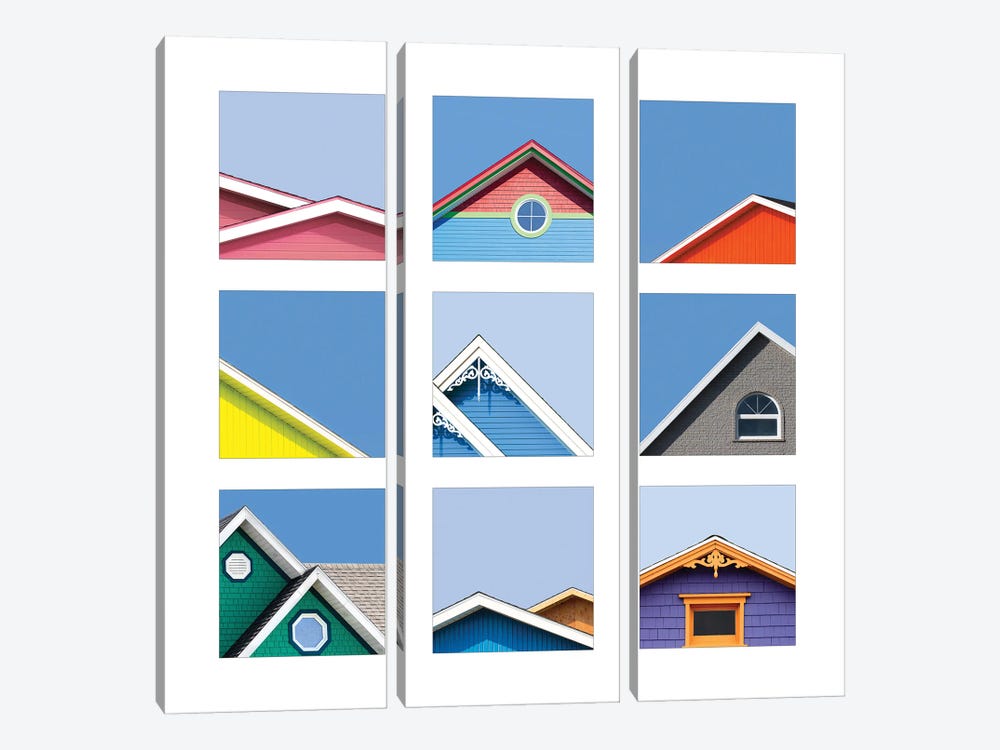 Collage Of The Rooftops Of The Magdalen Islands, Canada by Jane Rix 3-piece Art Print