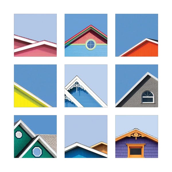 Quebec: Collage Of The Rooftops Of The Magdalen Islands, Canada by Jane Rix