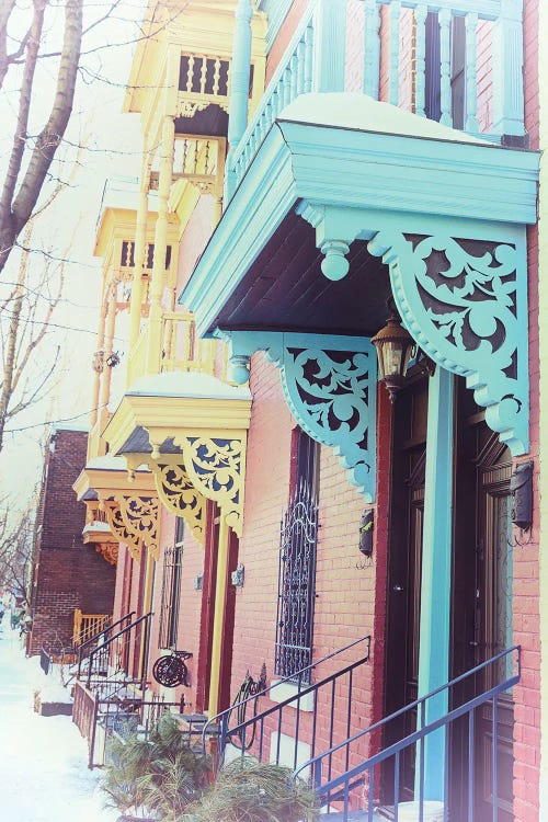 Colourful Balconies In Winter, Montreal