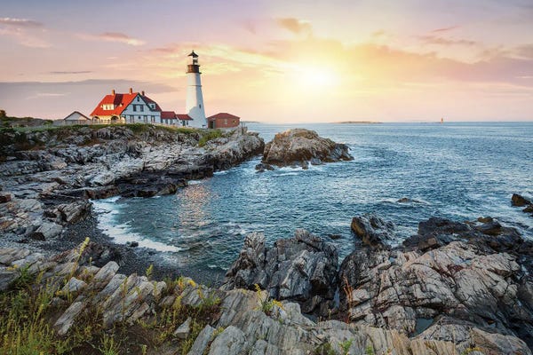 Jane Rix: Portland Head Light At Dusk by Jane Rix