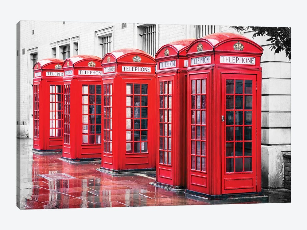 British Red Phone Boxes, London by Jane Rix 1-piece Canvas Art