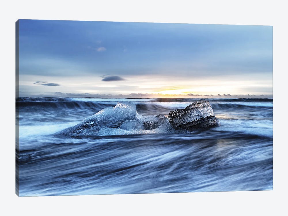 Diamond Beach Sunrise, Iceland In Winter by Jane Rix 1-piece Canvas Art