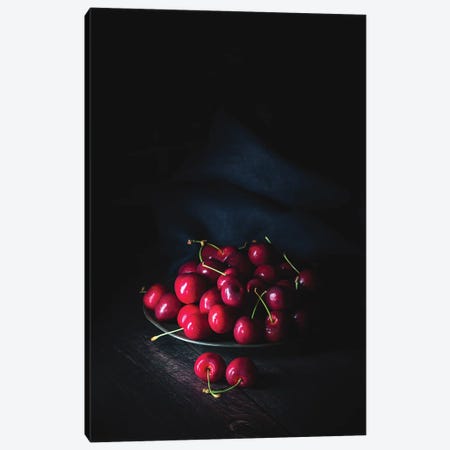 Sweet Cherries On A Pewter Plate Canvas Print #JRX149} by Jane Rix Canvas Art