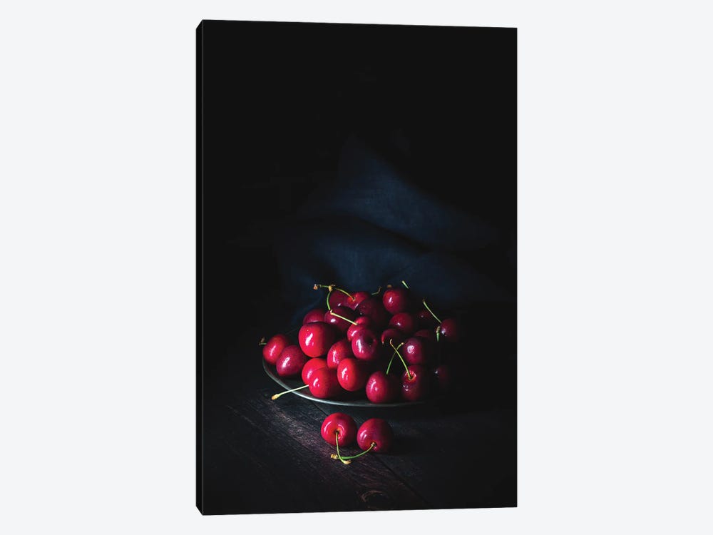 Sweet Cherries On A Pewter Plate by Jane Rix 1-piece Canvas Artwork