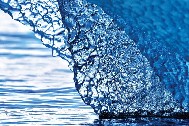 Detail Of Blue Glacial Ice At The Base On An Iceberg, Svalbard