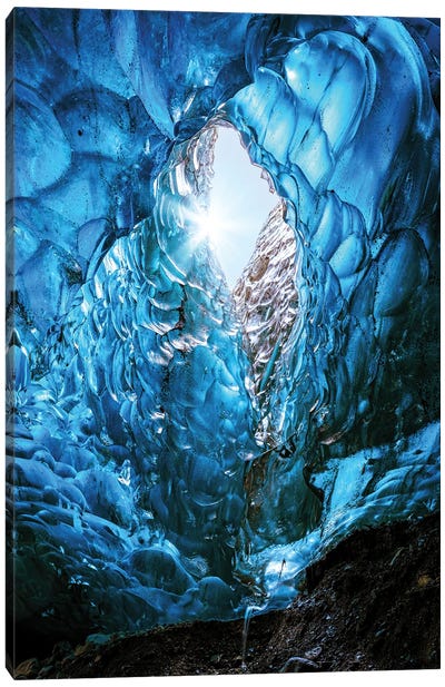 Opening In A Glacial Ice Cave, Iceland Canvas Art Print - Glacier & Iceberg Art