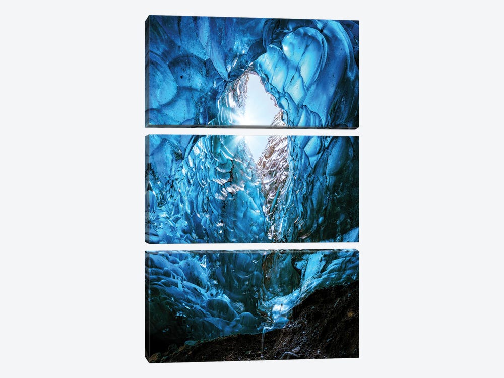 Opening In A Glacial Ice Cave, Iceland by Jane Rix 3-piece Canvas Wall Art