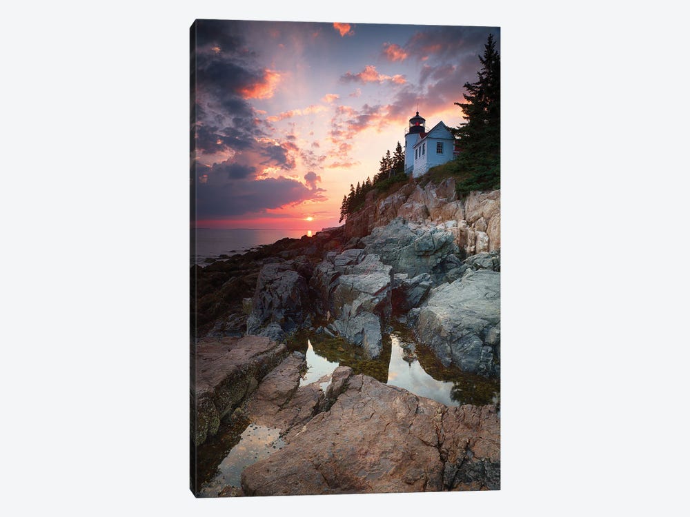 Sunset At Bass Harbor Lighthouse, Mount Desert Island, Maine, USA by Jane Rix 1-piece Canvas Wall Art