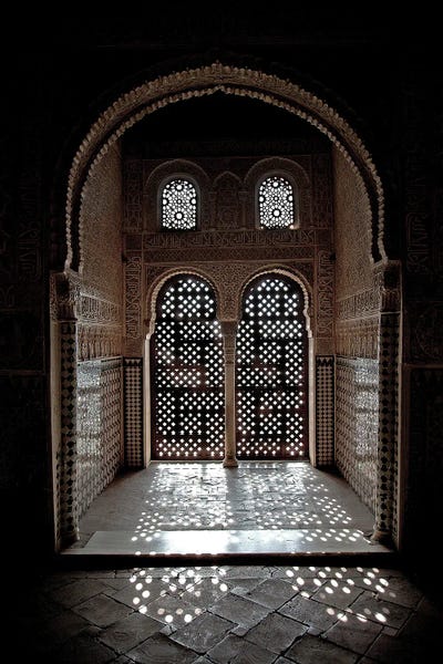 Famous Palaces & Residences: Arabesque Window In Sunlight, Alhambra, Spain by Jane Rix