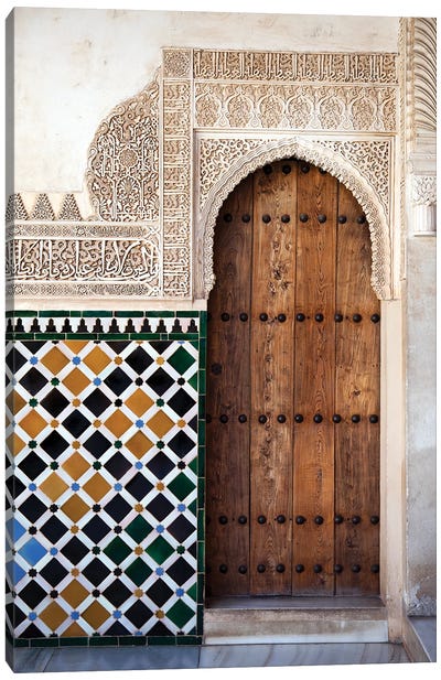 Alhambra Door Detail, Spain Canvas Art Print - Castle & Palace Art