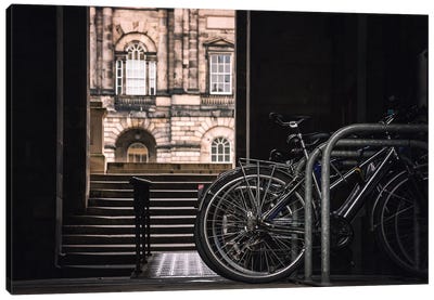Bikes Outside Of Edinburgh University Canvas Art Print - Edinburgh