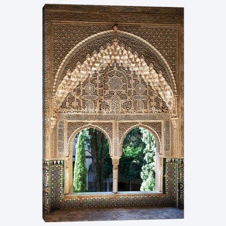Ornate Moorish Design Window, Alhambra, Spain Canvas Print #JRX193} by Jane Rix Canvas Art Print