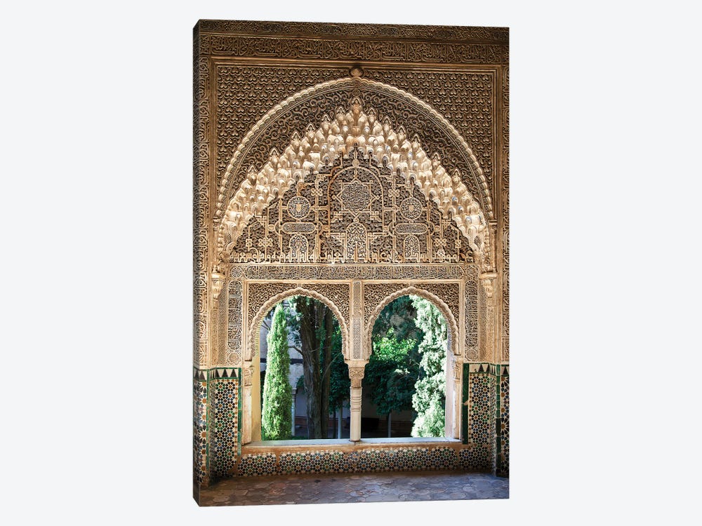 Ornate Moorish Design Window, Alhambra, Spain by Jane Rix 1-piece Canvas Print