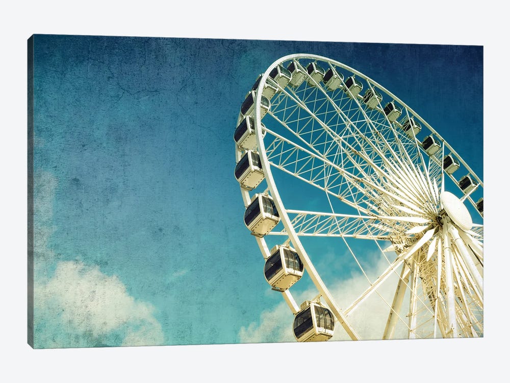 Ferris Wheel, Retro Style With Texture by Jane Rix 1-piece Canvas Wall Art