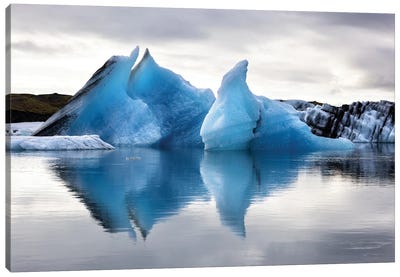 Blue Icebergs, Jokulsarlon Glacial Lagoon, Iceland Canvas Art Print - Glacier & Iceberg Art