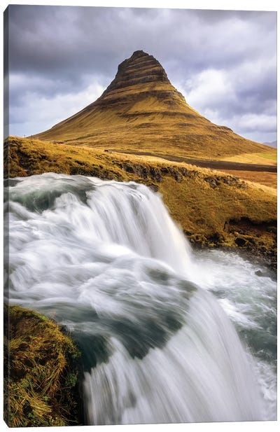 Kirkjufell Mountain And Waterfall, Snaefellsnes Peninsula, Iceland Canvas Art Print - Snaefellsnes