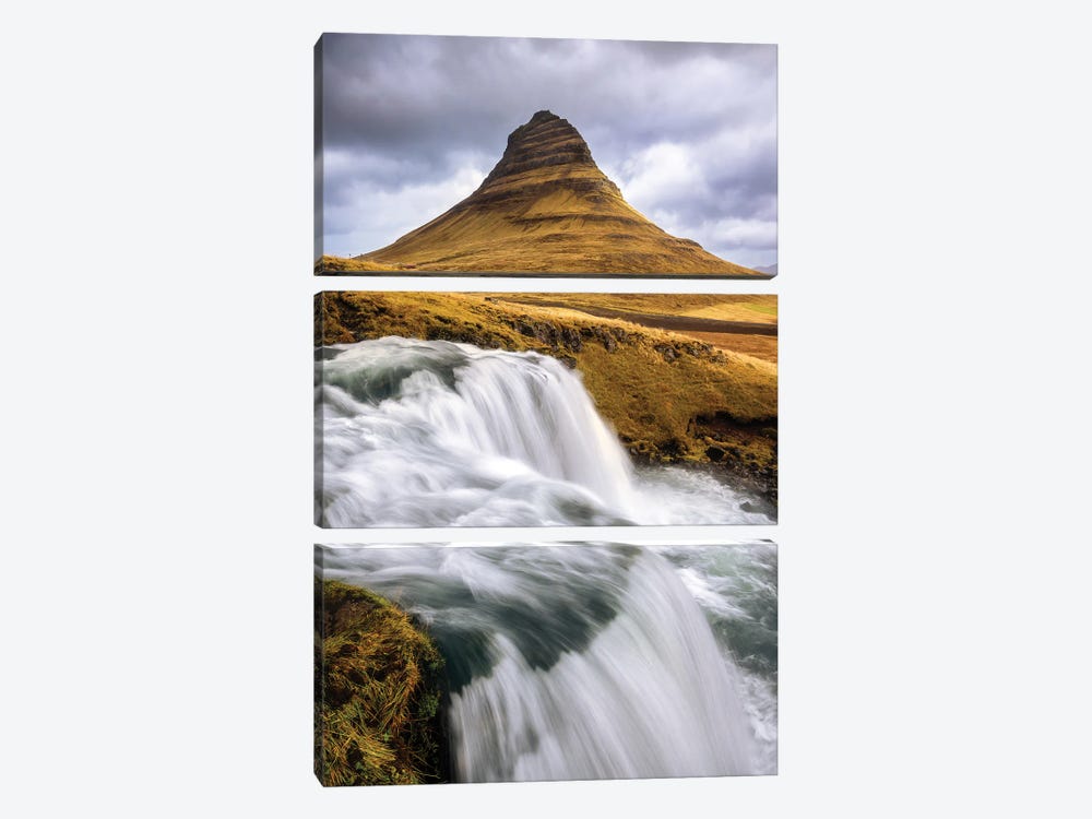 Kirkjufell Mountain And Waterfall, Snaefellsnes Peninsula, Iceland by Jane Rix 3-piece Canvas Wall Art
