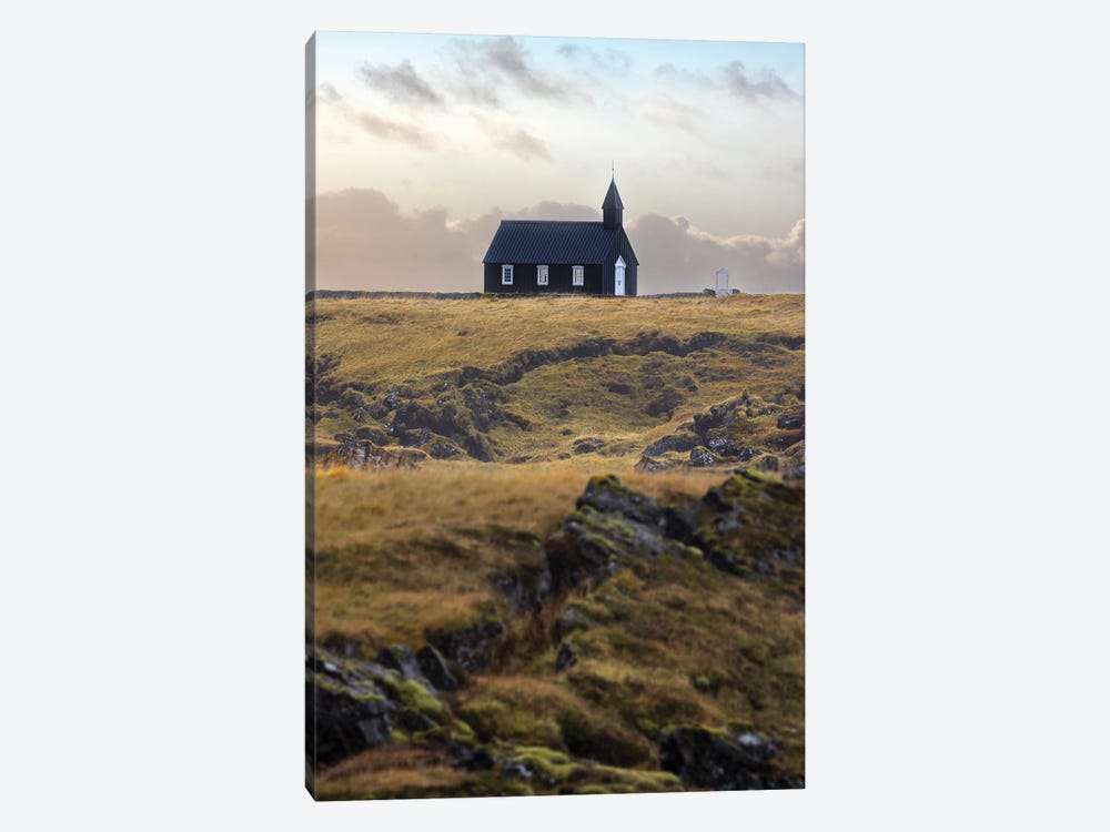 Budakirkja Black Church At Sunrise Iceland by Jane Rix 1-piece Canvas Print