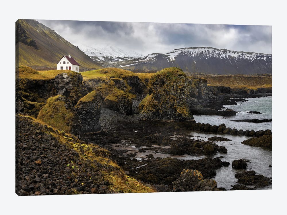 Arnarstapi Landscape With Cottage Iceland by Jane Rix 1-piece Canvas Art Print