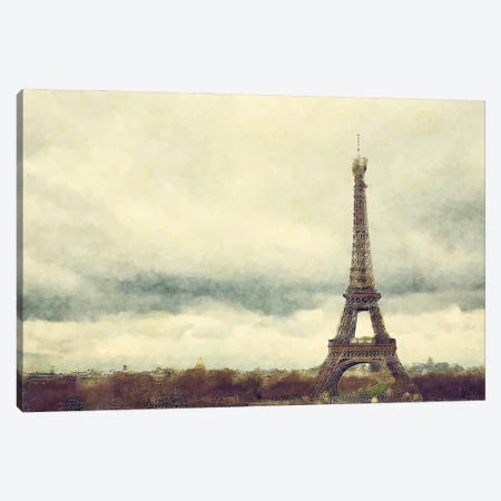 Eiffel Tower Watercolour Canvas Print #JRX20} by Jane Rix Canvas Wall Art