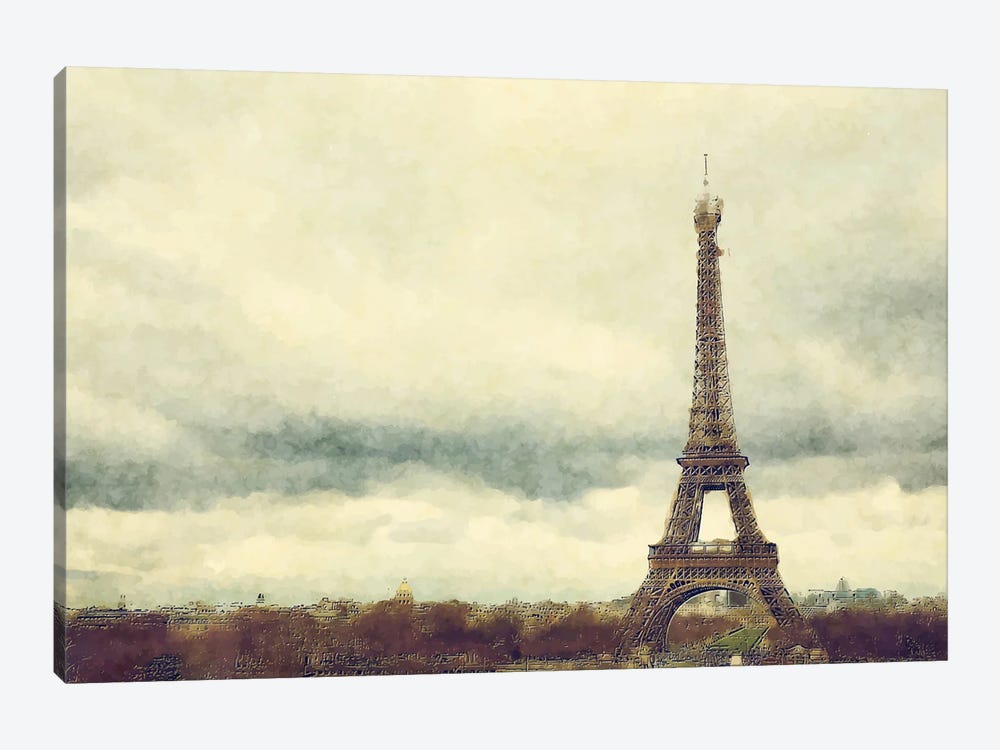 Eiffel Tower Watercolour by Jane Rix 1-piece Canvas Print