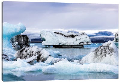 Icebergs In Jokulsarlon Glacial Lagoon Iceland Canvas Art Print - Glacier & Iceberg Art