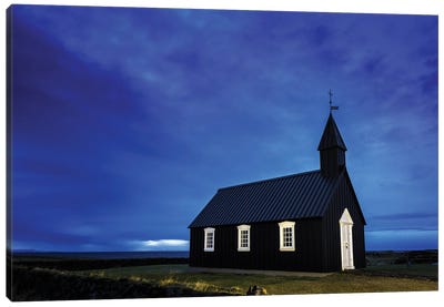 Budir Black Church At Daybreak Iceland Canvas Art Print - Snaefellsnes