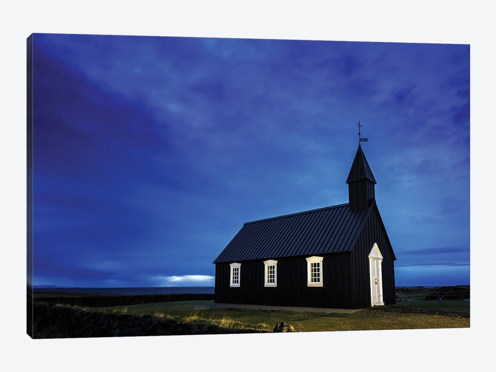 Budir Black Church At Daybreak Iceland by Jane Rix 1-piece Canvas Artwork