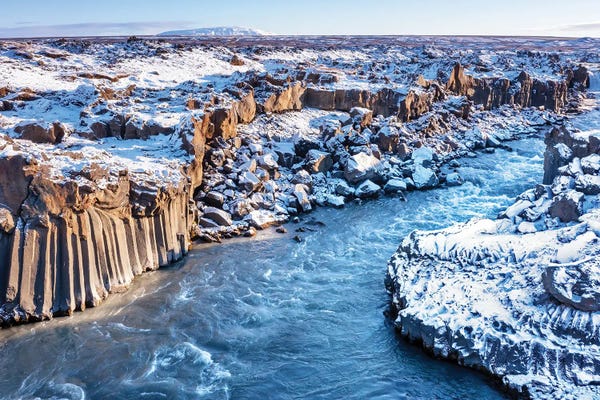 Jane Rix: Aldeyjarfoss Waterfall And Basalt Columns, Iceland by Jane Rix