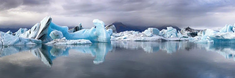 Wide Panorama Of The Jokulsarlon Glacial Lagoon, Iceland