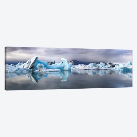 Wide Panorama Of The Jokulsarlon Glacial Lagoon, Iceland Canvas Print #JRX223} by Jane Rix Art Print