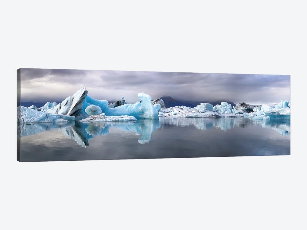 Wide Panorama Of The Jokulsarlon Glacial Lagoon, Iceland by Jane Rix 1-piece Canvas Artwork