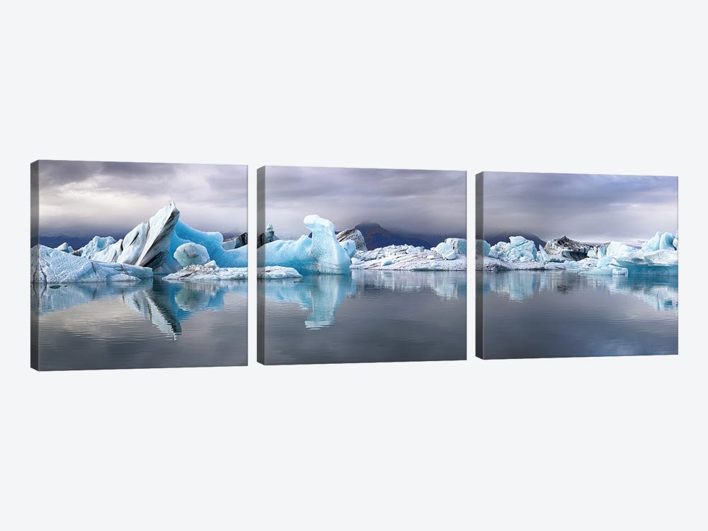 Wide Panorama Of The Jokulsarlon Glacial Lagoon, Iceland by Jane Rix 3-piece Canvas Art