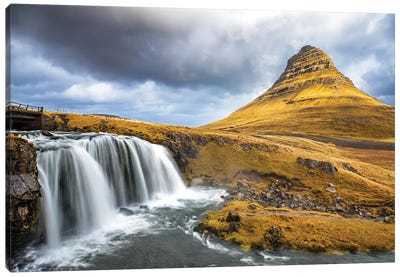 Kirkjufell Mountain And Waterfall, Iceland Canvas Art Print - Kirkjufell Art