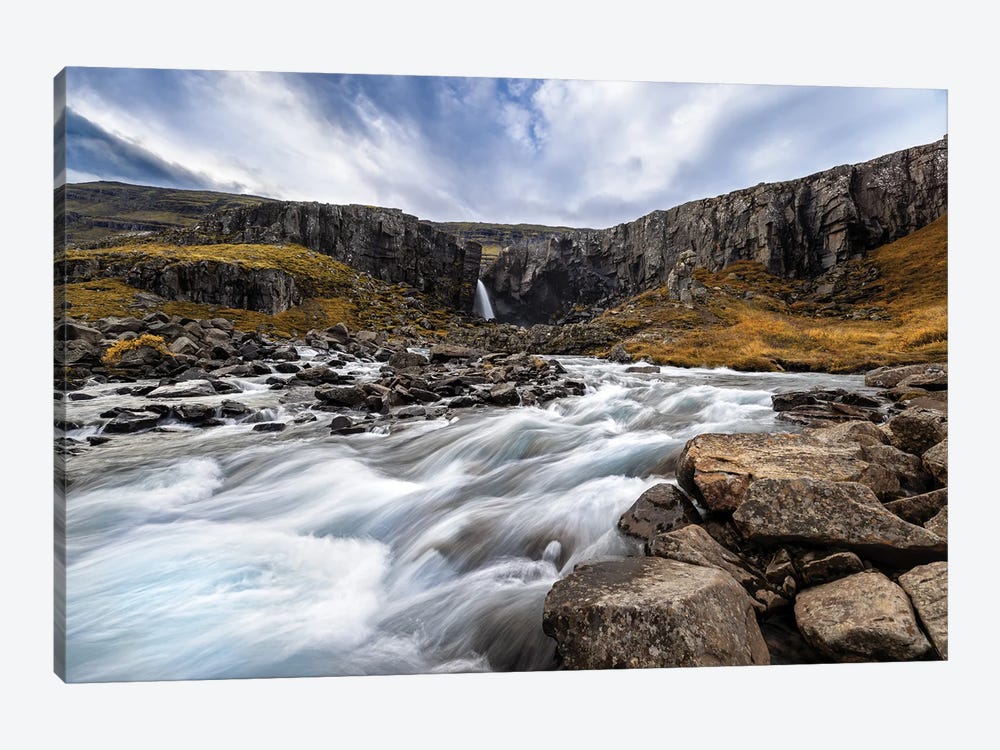 Folaldafoss Waterfall And Glacial River, Iceland by Jane Rix 1-piece Canvas Art Print
