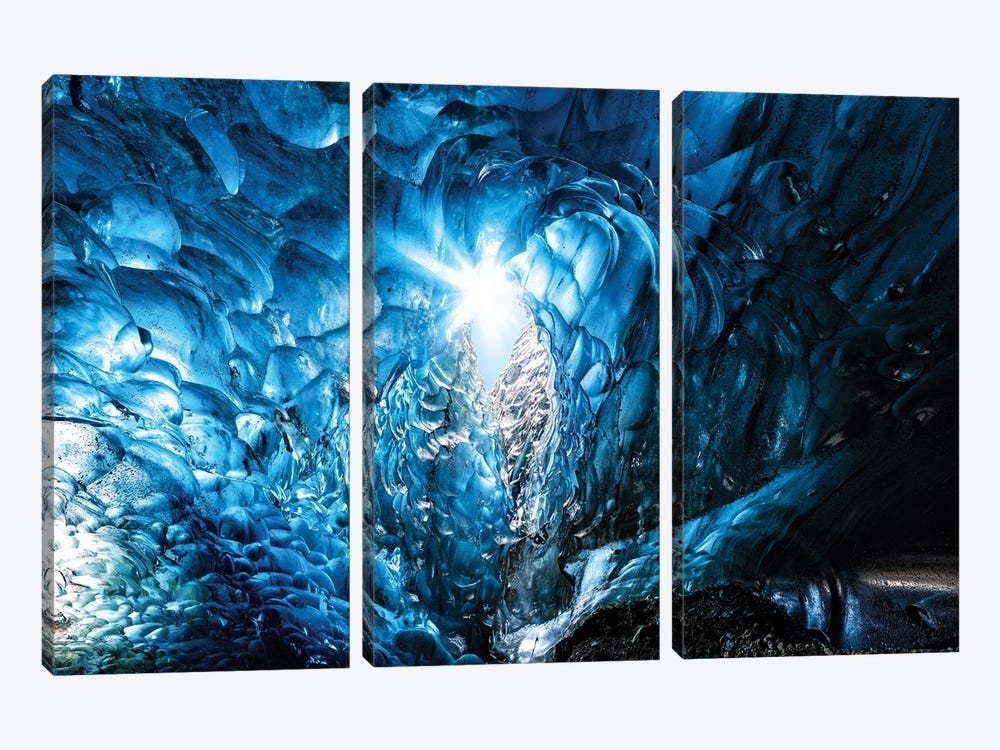 Ice Cave, Iceland by Jane Rix 3-piece Canvas Art Print