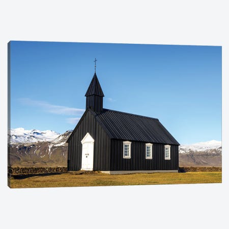 Budir Black Church, Iceland Canvas Print #JRX230} by Jane Rix Canvas Artwork