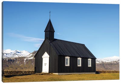 Budir Black Church, Iceland Canvas Art Print - Jane Rix