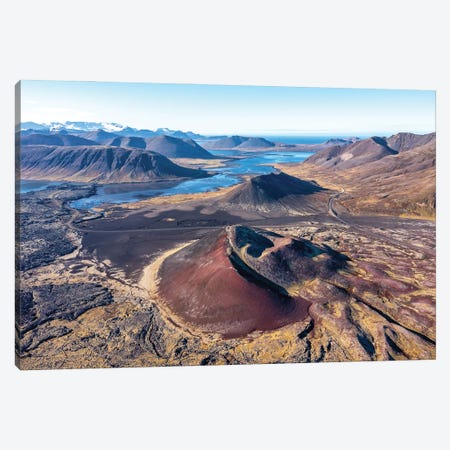 Extinct Volcano, Lava Fields, Lakes And Mountains, Iceland Canvas Print #JRX236} by Jane Rix Art Print