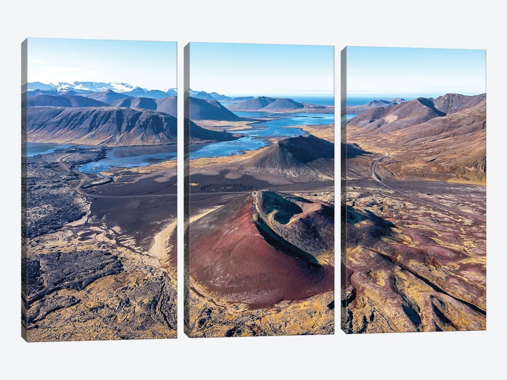 Extinct Volcano, Lava Fields, Lakes And Mountains, Iceland by Jane Rix 3-piece Canvas Art
